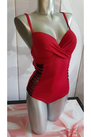 Цельносшитый купальник 82136 с плотной чашкой и вставками-сеточками