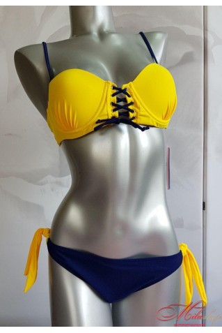 Яскравий купальник-бандо з декоративною шнурівкою на зав'язках Samegame 8656