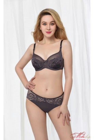 Бюстгальтер з ущільненою чашкою та м'якою сіточкою на верхній деталі Lanny Mode 11453 фіолетовий