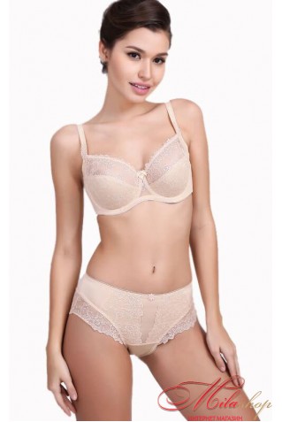 Бюстгальтер з вишивкою Lanny Mode 11577 бежевий 95Е