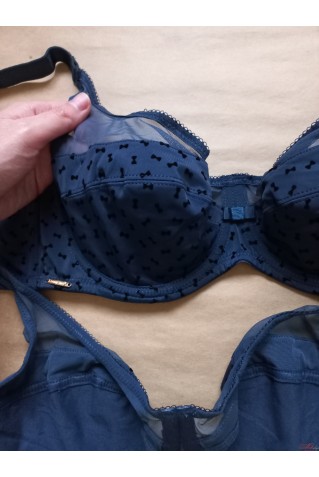 Бюстгальтер с мягкой чашкой и сеточкой на верхней детали Lanny Mode 11928 синий