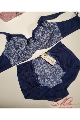 Прекрасний комплект для великих грудей Lanny Mode 11693+51693 синій з візерунком