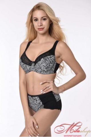 Прекрасний комплект для великих грудей Lanny Mode 11693+51693 чорний з візерунком
