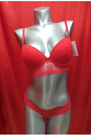 Комплект из нежного кружева бюстье и стринги 75008 в красном цвете