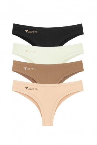 Комплект жіночих бавовняних трусиків бразиліана 4шт Obrana (Anabel Arto) 200-20 в класичних кольорах