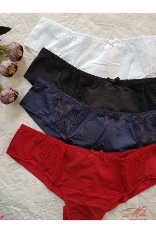 Гладкие трусики-бразилианки из микрофибры с небольшой вставкой кружево по бокам 20282