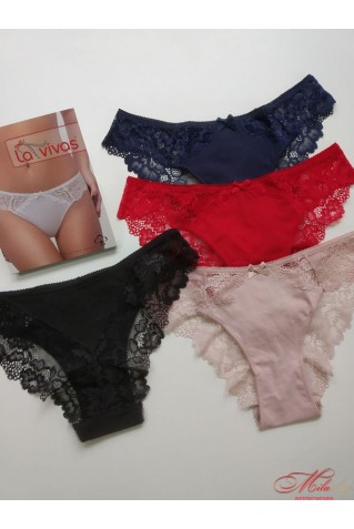 Нежные трусики из хлопка и кружева La Vivas 20287 XL белый