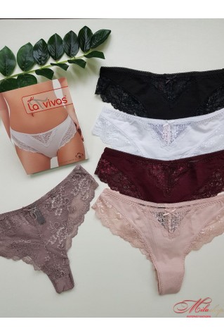 Хлопковые трусики с кружевом La Vivas 20294