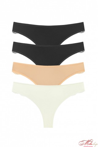 Комплект бавовняні трусики бразиліана з мереживом 4шт Obrana (Anabel Arto) 204-20