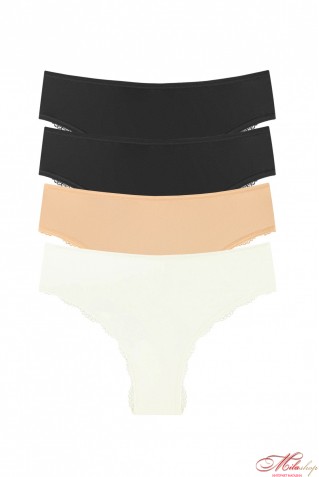 Комплект бавовняні трусики бразиліана мереживні позаду 4шт Obrana (Anabel Arto) 204-32