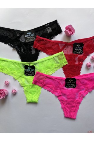 Трусики стринги из микросеточки и кружева Coeur Joie 2203