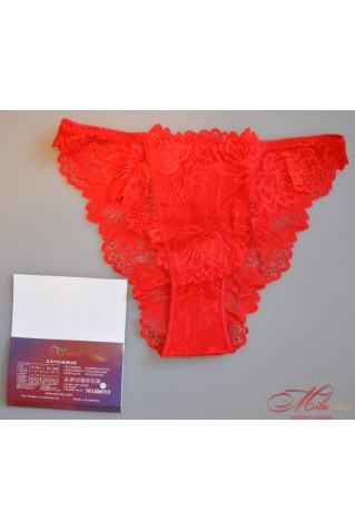 Женские трусики с высокой линией талии с накладным кружевом La Vivas 60315