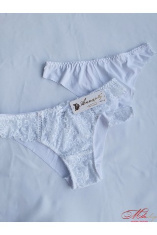Красиві трусики бразилиана з мікрофібри з мереживом Annajolly 60715 S білі