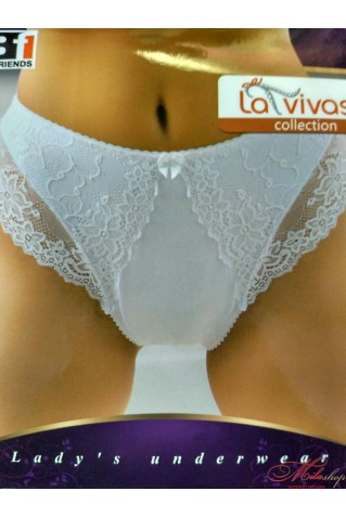 Трусы слипы из хлопка и кружева La Vivas 60775 