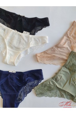 Трусики з комбінацією мережива та мікросітки Annajolly 60907 L молочні