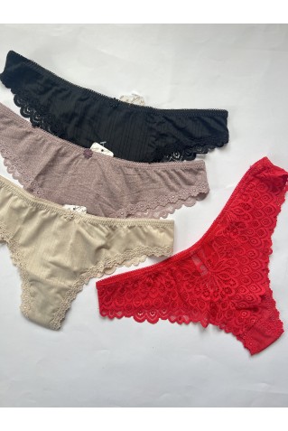 Трусики бразиліана з мікрофібри з мереживом Annajolly 60931