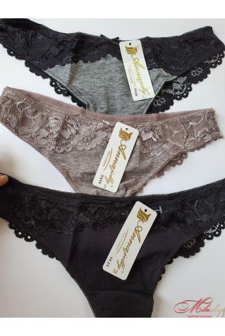 Трусики бразилиана из хлопка и кружева Annajolly 9849
