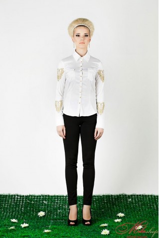 Стрейчевая блуза "Орхидея"