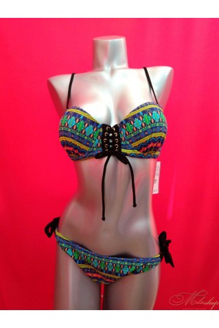 Купальник бандо с декоративной шнуровкой на завязках Samegame 8438