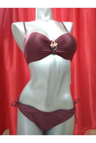 Купальник бандо с двумя трусиками и декоративной брошью SIsianna 1888-1