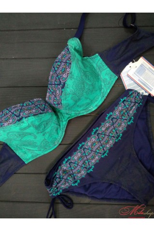 Купальник с мягкой чашкой на застежке на чашку Е и F с высокими трусиками Samegame 18280